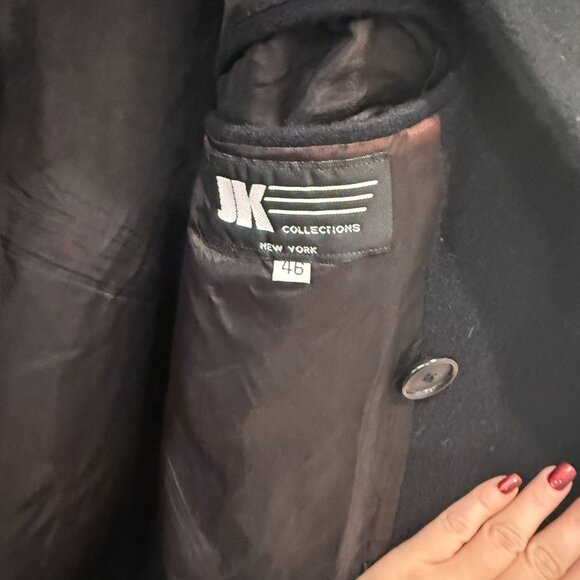 JK Collections New York Men’s Wool Overcoat Black Size 46 Made in USA - Picture 6 of 14